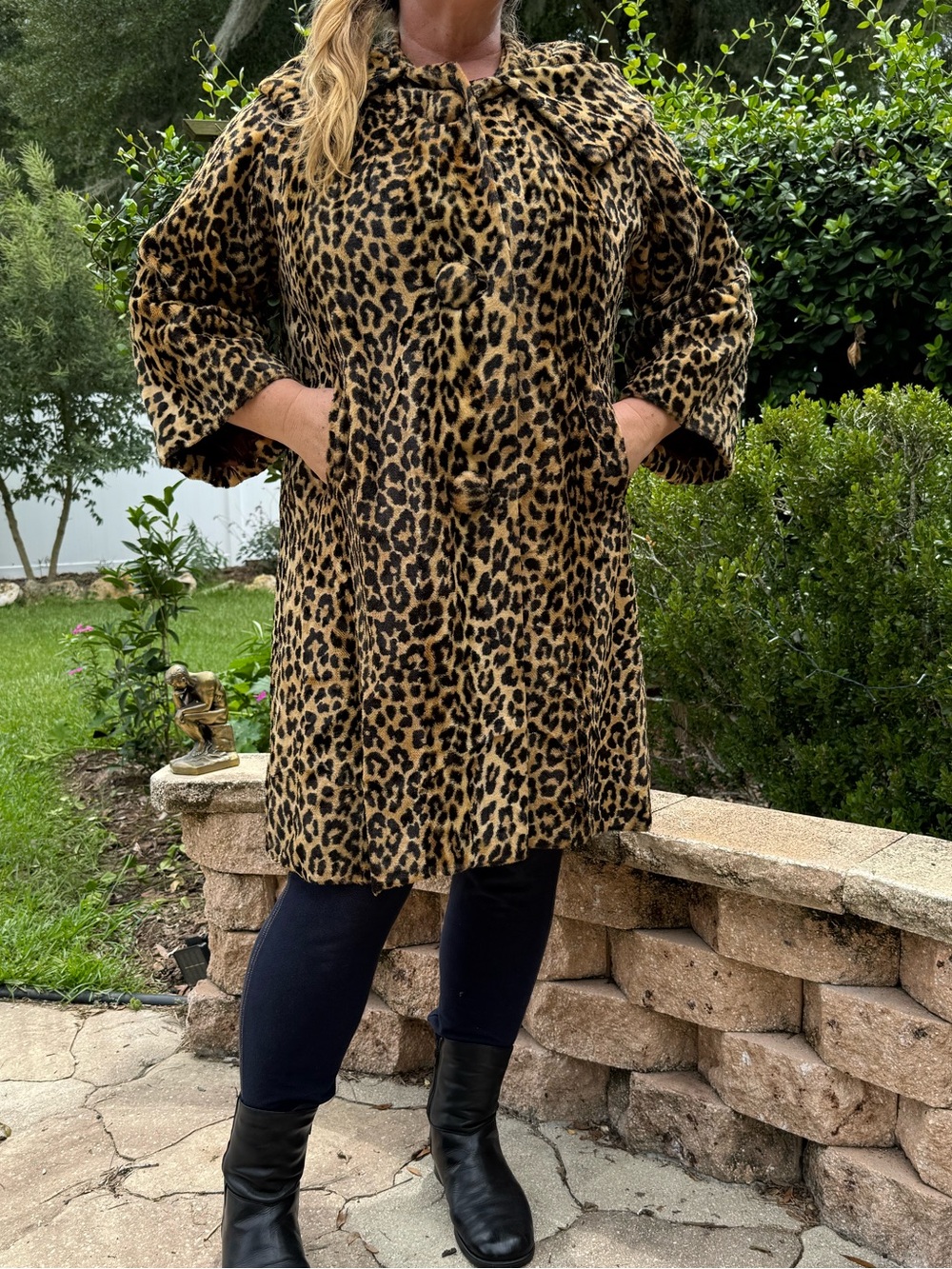 Vintage 1950’s/60’s ERA Faux Leopard Skin Swing Coat XL